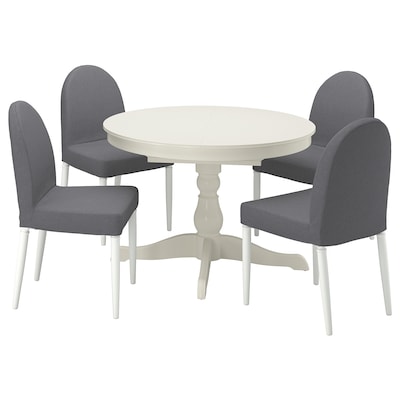 INGATORP / DANDERYD桌子和4把椅子,白色白色/ Vissle灰色,110/155厘米