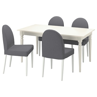 INGATORP / DANDERYD桌子和4把椅子,白色白色/ Vissle灰色,155/215厘米