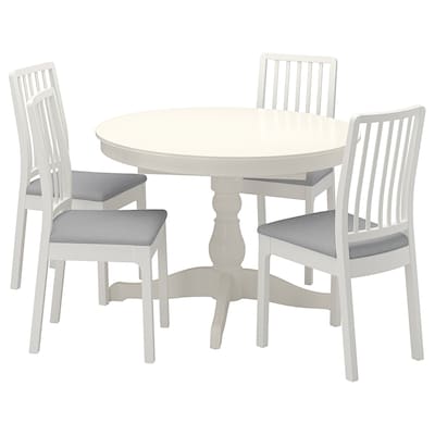 INGATORP / EKEDALEN桌子和4把椅子,白色白色/ Orrsta浅灰色,110/155厘米