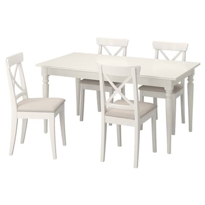 INGATORP / INGOLF桌子和4把椅子,白色/ Hallarp米色,155/215厘米