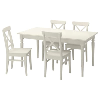 INGATORP / INGOLF桌子和4把椅子,白色,155/215厘米
