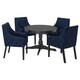 INGATORP /萨卡利亚桌子和4把椅子,黑色/ Kvillsfors深蓝色/蓝色,110/155厘米
