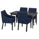 INGATORP /萨卡利亚桌子和4把椅子,黑色/ Kvillsfors深蓝色/蓝色,155/215厘米