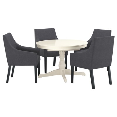 INGATORP /萨卡利亚桌子和4把椅子,黑色/ Sporda深灰色,110/155厘米