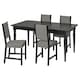 INGATORP / STEFAN桌子和4把椅子,黑色/ Knisa灰色/米色,155/215厘米