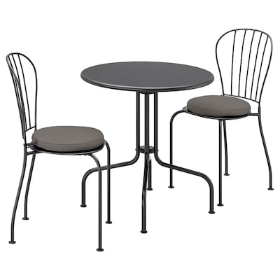 LACKO表+ 2椅、户外、灰色/ Froson / Duvholmen深灰色