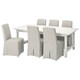 NORDVIKEN / BERGMUND桌子和6把椅子,白色/ Kolboda米色/深灰色,210/289厘米