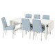 NORDVIKEN / BERGMUND桌子和6把椅子,白色/ Rommele深蓝色/白色,210/289厘米