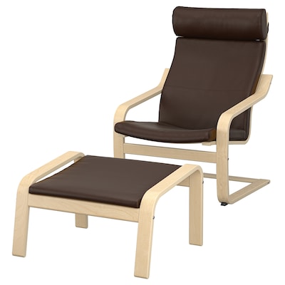 POANG扶手椅脚凳,桦木单板/ Glose深棕色