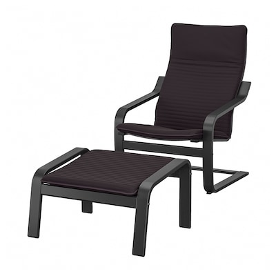 POANG扶手椅脚凳,黑褐色/ Knisa黑色