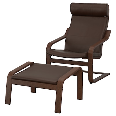 POANG扶手椅脚凳,棕色/ Glose深棕色