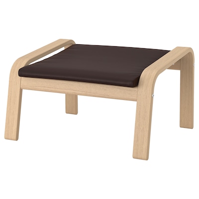 POANG脚凳,白色染色橡木单板/ Glose深棕色