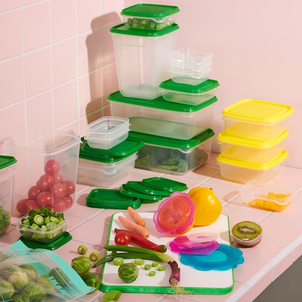 PRUTA食品容器、组17、透明/绿色