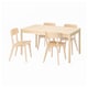 RONNINGE / LISABO桌子和4把椅子,桦木/灰,155/210x90x75厘米