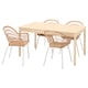 RONNINGE / NILSOVE桌子和4把椅子,桦木/藤白色,155/210厘米