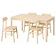 RONNINGE / RONNINGE桌子和4把椅子,桦木/桦木、155/210x90x75厘米