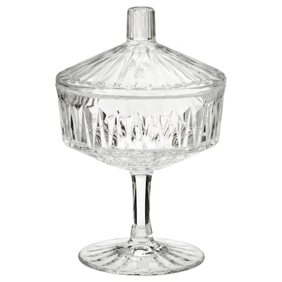 SALLSKAPLIG碗盖,透明玻璃/图案,10厘米