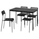SANDSBERG /中桌子和4把椅子,黑色/黑色,110 x67厘米