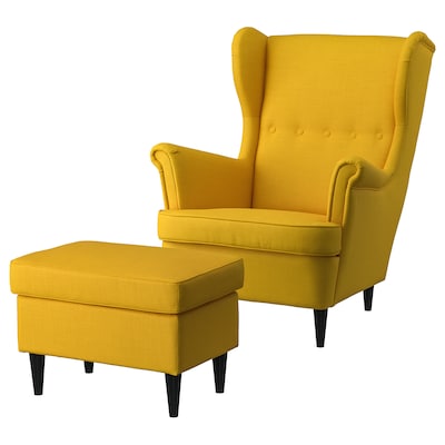 STRANDMON扶手椅脚凳,Skiftebo黄色
