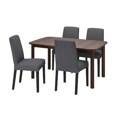 STRANDTORP / BERGMUND桌子和4把椅子,布朗,贡纳中灰色150/205/260厘米