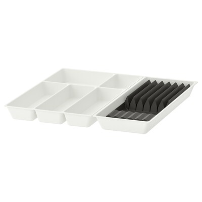 UPPDATERA餐具托盘/与刀盘架,白色/无烟煤,52×50厘米