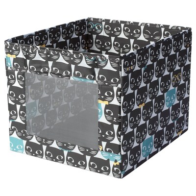 UPPRYMD盒子,白色/黑色花纹,x42x33 38厘米