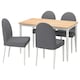DANDERYD / DANDERYD桌子和4把椅子,橡木饰面白色/ Vissle灰色130 x80厘米
