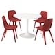 DOCKSTA / ODGER桌子和4把椅子,白色/红色,103厘米