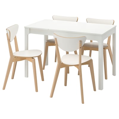 EKEDALEN / NORDMYRA桌子和4把椅子,白色/白桦,80/120厘米