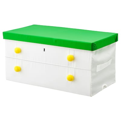 FLYTTBAR盒子,盖子,79年绿色/白色x42x41厘米