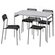 GRASALA /中桌子和4把椅子,灰色灰色/黑色,110厘米