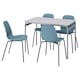 GRASALA /丽达桌子和4把椅子,灰色/蓝色黑色,110厘米