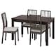LANEBERG / EKEDALEN桌子和4把椅子,褐黑色深棕色/ Orrsta浅灰色,130/190x80厘米