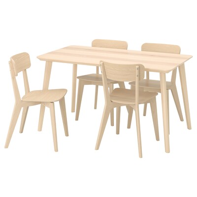 LISABO / LISABO桌子和4把椅子,火山灰单板/灰140 x78厘米
