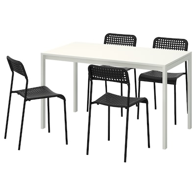 MELLTORP /中桌子和4把椅子,白色/黑色,125 x75厘米