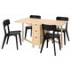 诺顿/ LISABO桌子和4把椅子,桦木/黑色,26/89/152厘米