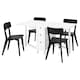 诺顿/ LISABO桌子和4把椅子,白色/黑色,26/89/152 cm