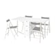 诺顿/联合国桌子和4把椅子,可折叠的白色/ Knisa白/浅灰,26/89/152厘米