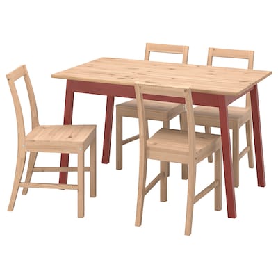PINNTORP / PINNTORP桌子和4把椅子,浅棕色染成红色/浅棕色染色,染色125厘米