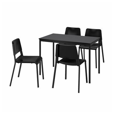 SANDSBERG /特奥多尔桌子和4把椅子,黑色/黑色,110 x67厘米