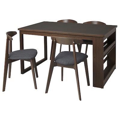 SKUMPARP餐桌和4把椅子,竹棕色/这棕色/无烟煤140 x84厘米