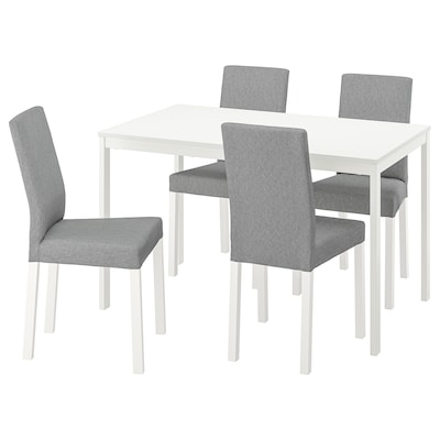 VANGSTA / KATTIL桌子和4把椅子,白色/ Knisa浅灰色,120/180厘米