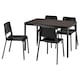 VANGSTA /特奥多尔桌子和4把椅子,黑色的暗棕色/黑色,120/180厘米