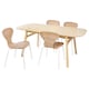 VOXLOV / ALVSTA桌子和4把椅子,竹/藤光白,180 x90厘米