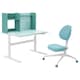 BERGLARKA / DAGNAR儿童桌椅、青绿色/白色,100 x70厘米