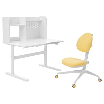 BERGLARKA / DAGNAR儿童桌椅,白色/黄色,100 x70厘米