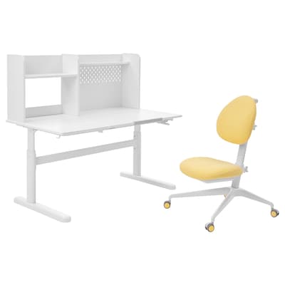 BERGLARKA / DAGNAR桌椅,白色/黄色,120 x70厘米