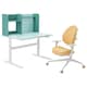 BERGLARKA / GUNRIK儿童桌子+ w椅子扶手,绿松石/黄色100 x70厘米