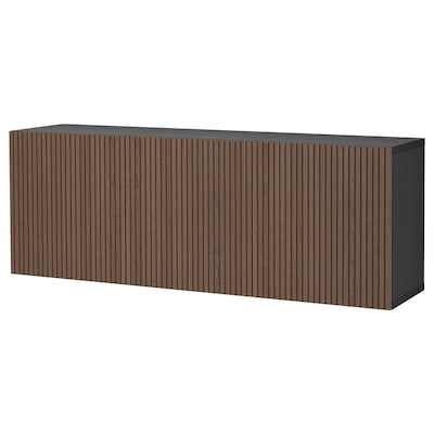BESTA固定在墙上的内阁组合,黑褐色Bjorkoviken /棕色染色橡木单板180 x42x64厘米