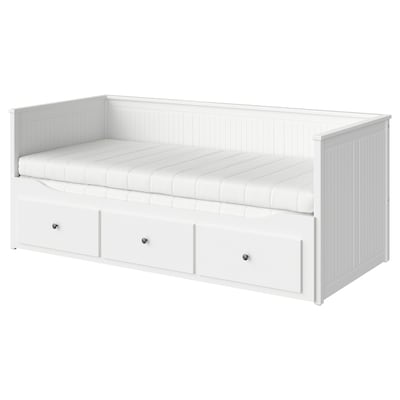 HEMNES床w 3抽屉/ 2床垫、白色/ Asvang公司80 x200型cm